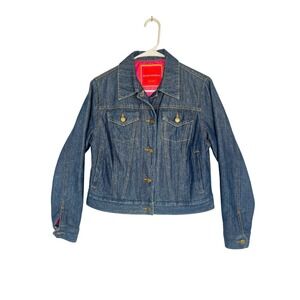 Isaac Mizrahi for Target Denim Jacket Medium Wash Pink Lining Womens Blue Trucke